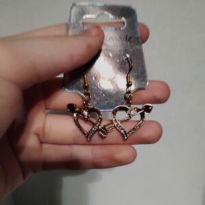 Handmade cute Valentines cupid heart shaped gold earrings